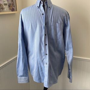 CUTTER & BUCK Button Down Shirt M Blue Stripe EUC